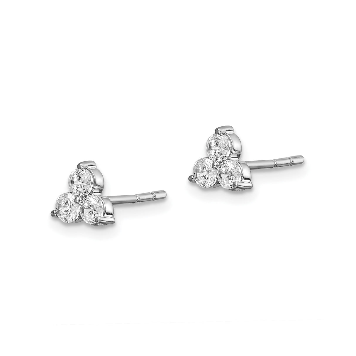 14k White Gold Stud Earrings with Lab Grown Diamonds in Triangle Cluster Design