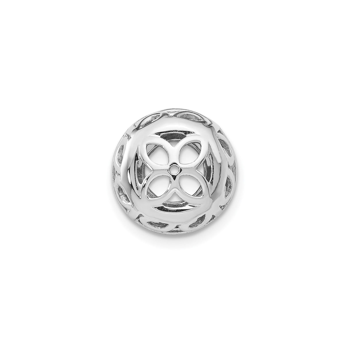 14k White Gold Earring Jackets with Cubic Zirconia, Floral Cutout and Heart Filigree Design