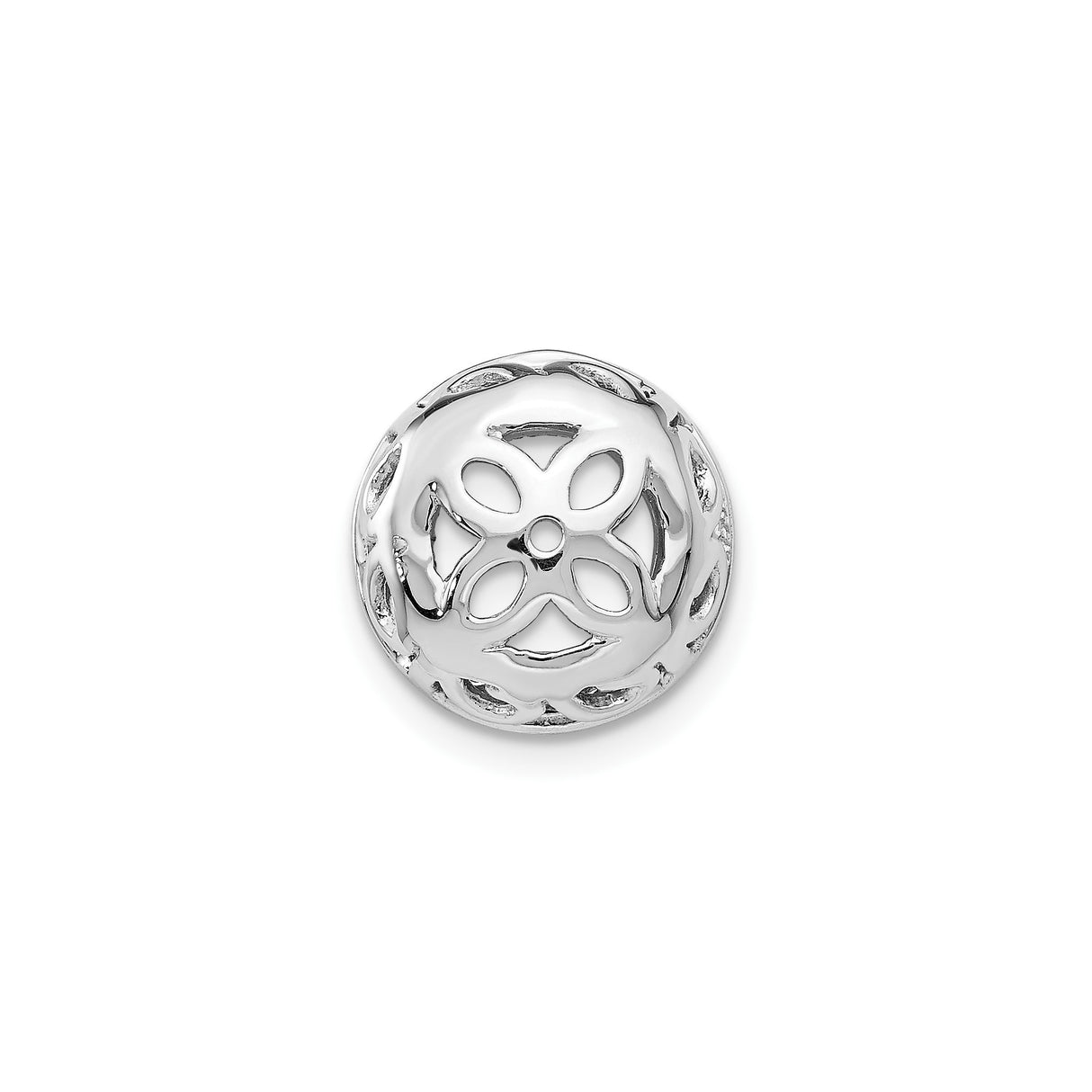 14k White Gold Flower Stud Earrings with Openwork Floral Design and Lab Diamond Halo