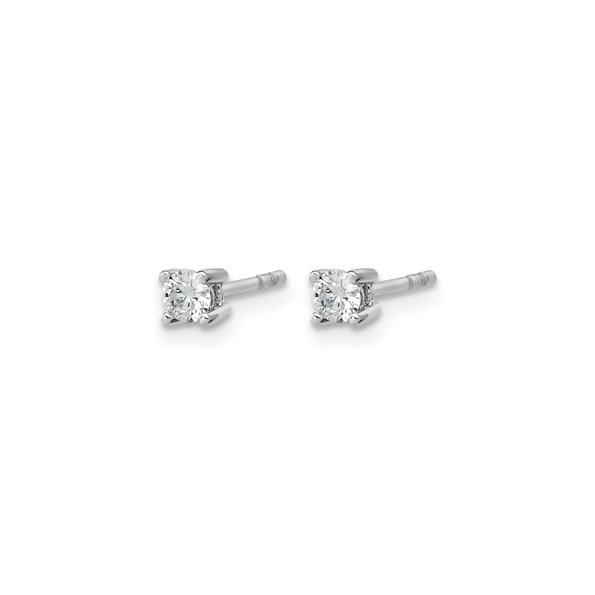 10k White Gold Diamond Stud Earrings, Four Prong Setting, Classic Everyday Style