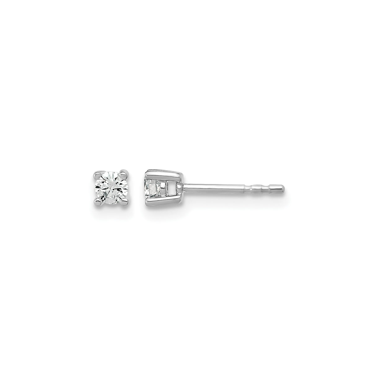 10k White Gold Diamond Stud Earrings, Four Prong Setting, Classic Everyday Style