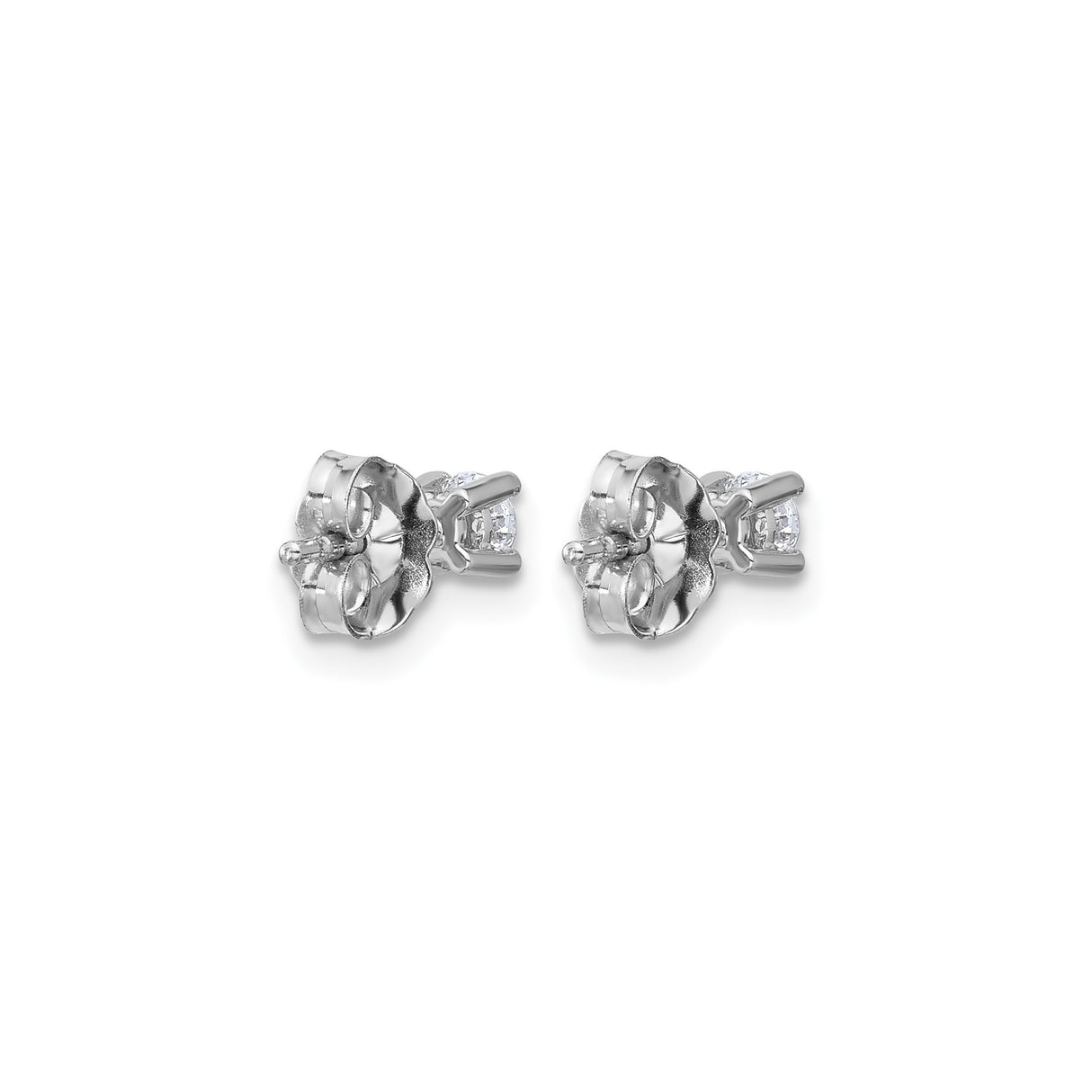 14k White Gold Stud Earrings with Round Cut Lab Grown Diamonds, Classic Solitaire Style