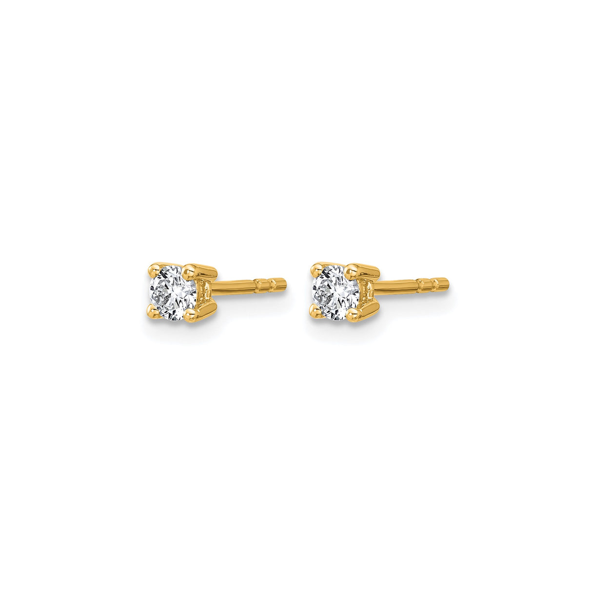 10k Yellow Gold Stud Earrings with Diamond, Round Cut, Classic Four Prong Setting for Women