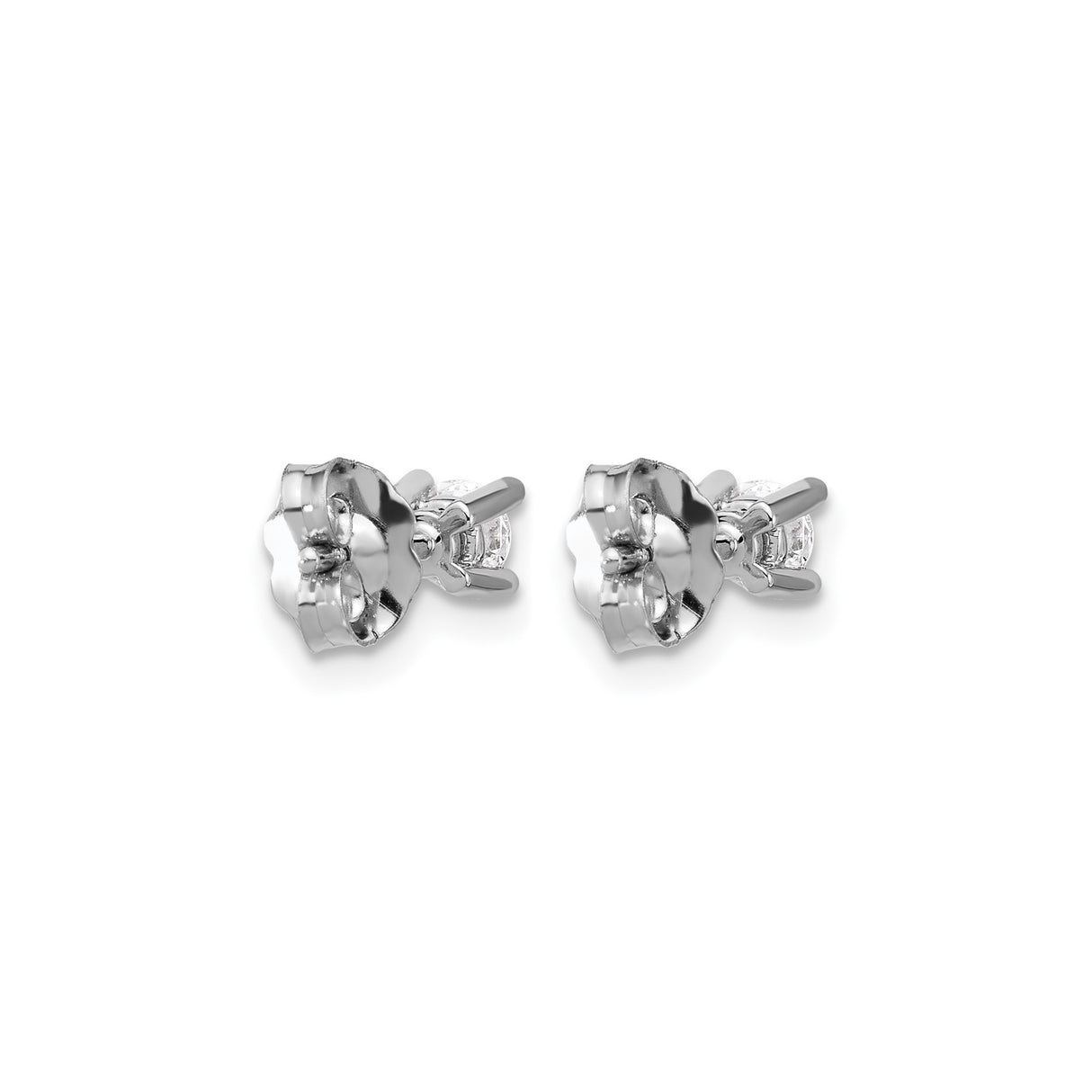 10k White Gold Solitaire Stud Earrings with Round Cut Diamond in Four Prong Setting
