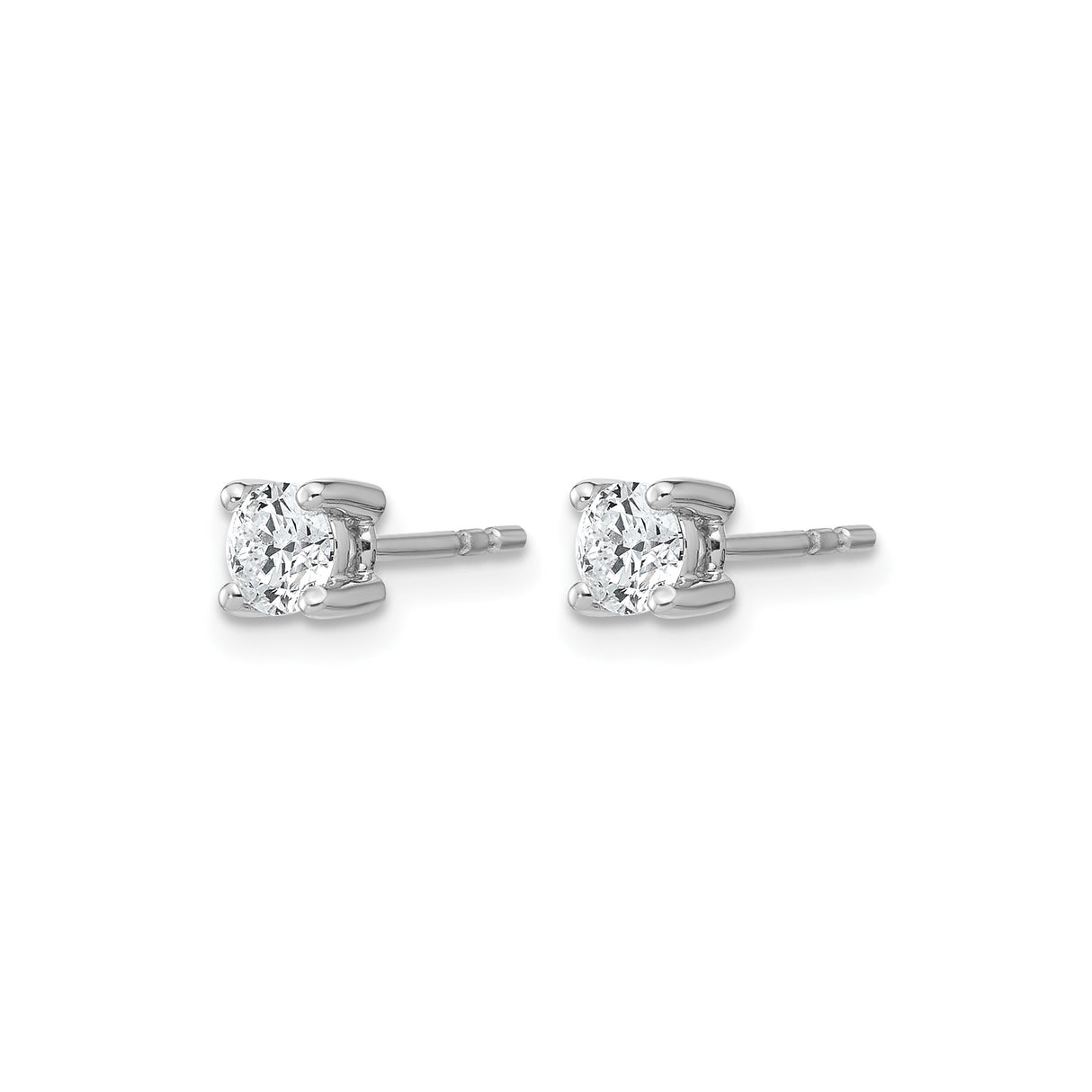 14k White Gold Diamond Stud Earrings, Round Lab Grown, Four Prong Setting, Classic Minimalist Design