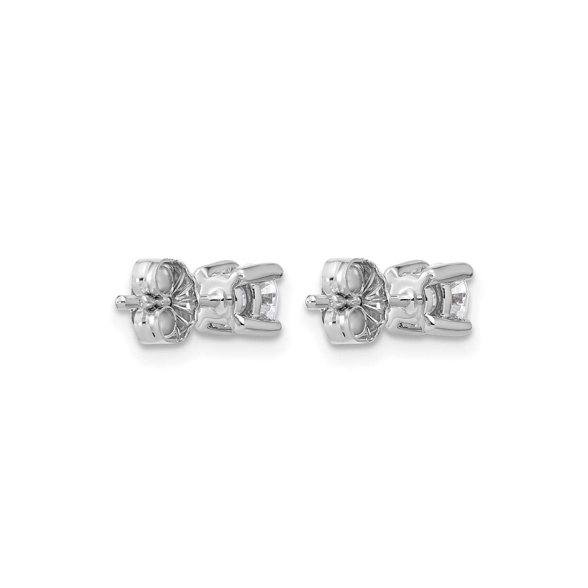 10k White Gold Diamond Stud Earrings, Round Four Prong Setting, Classic Minimalist Style