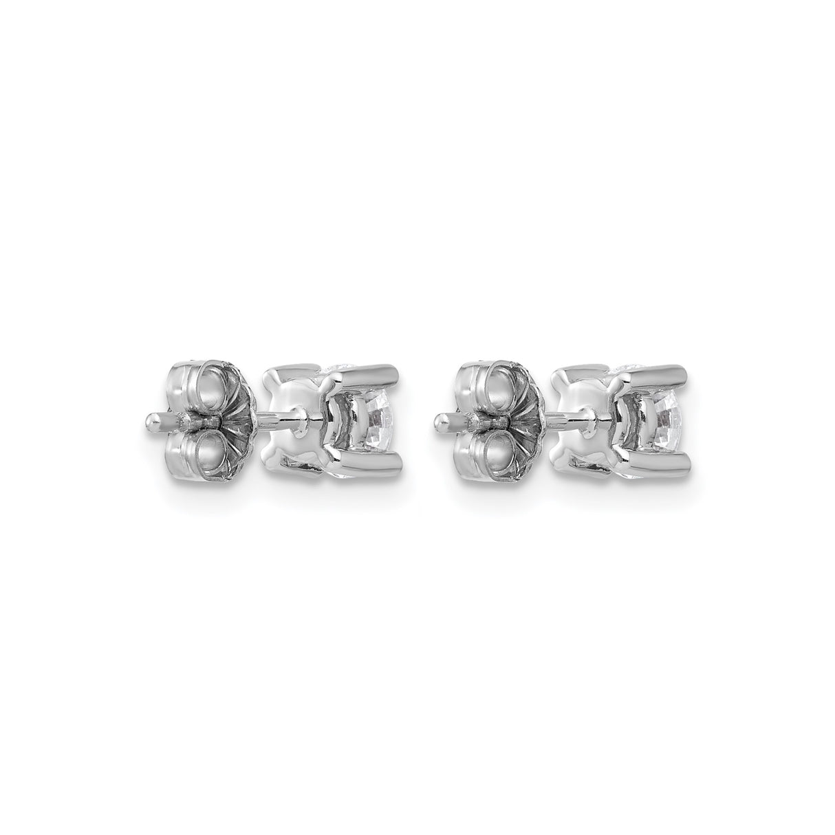 14k White Gold Diamond Stud Earrings with Round Cut Lab Grown Stones, Solitaire Design