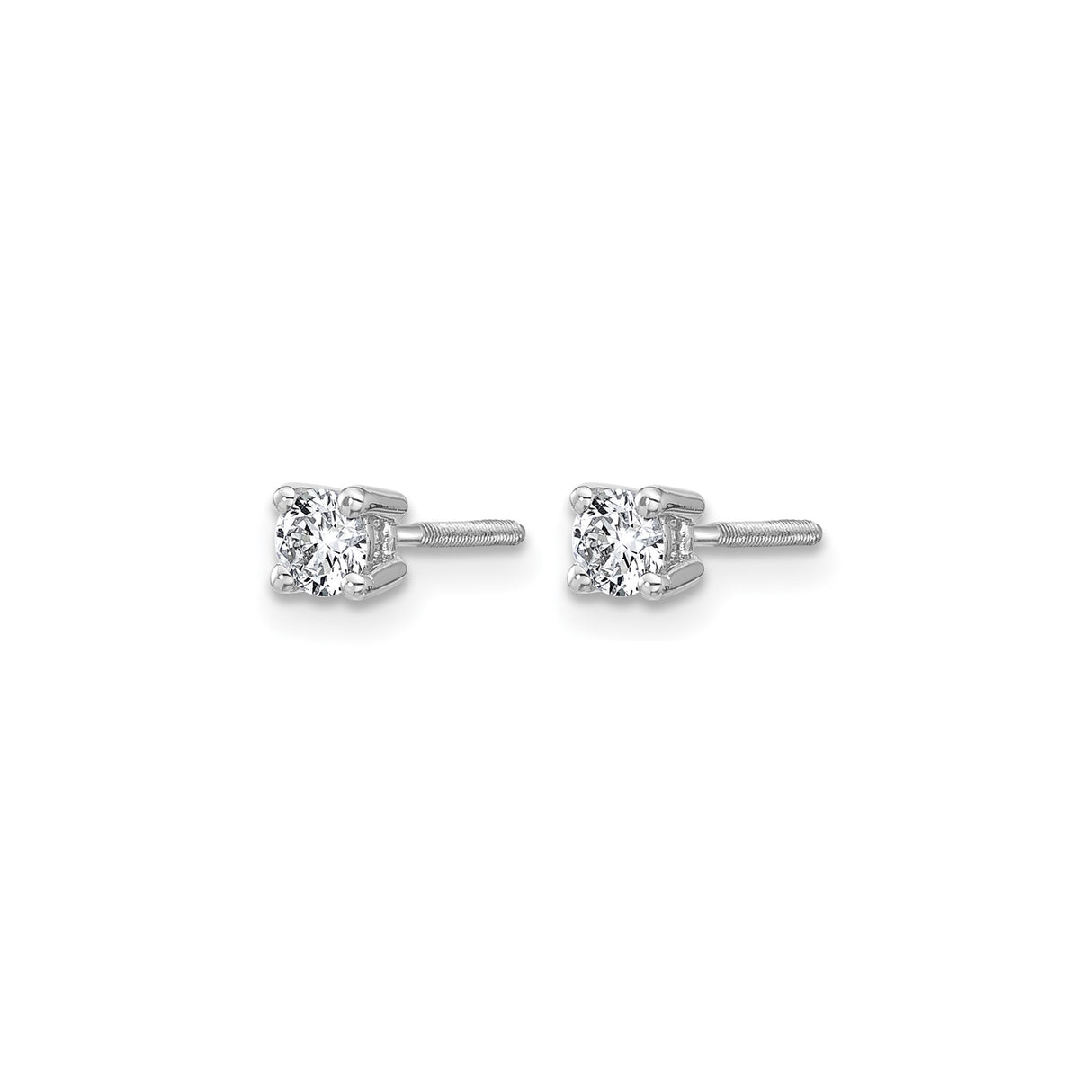 14k White Gold Diamond Stud Earrings with Round Lab Grown Diamonds, Four Prong Solitaire Setting