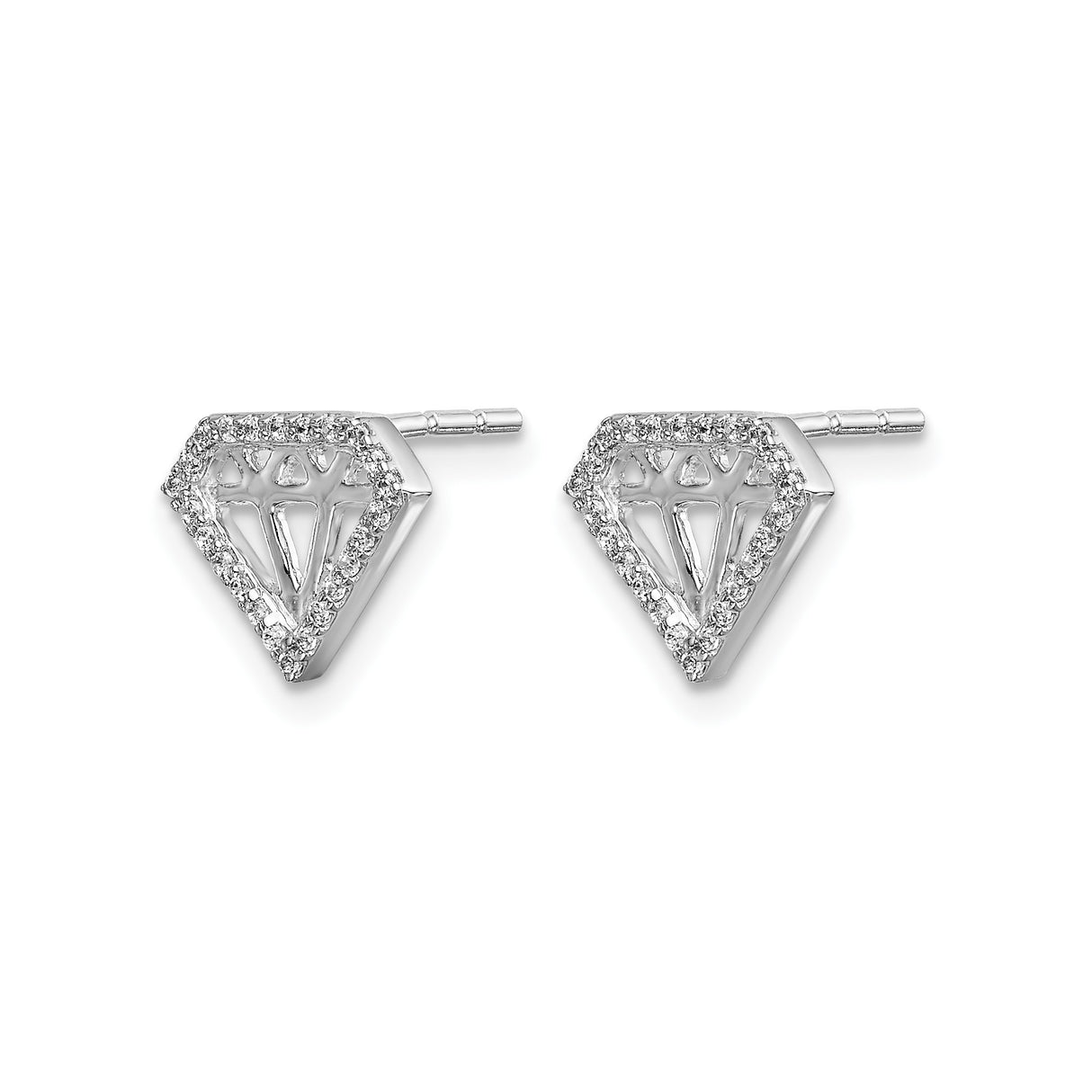 14k White Gold Diamond Stud Earrings with Openwork Geometric Design for Women