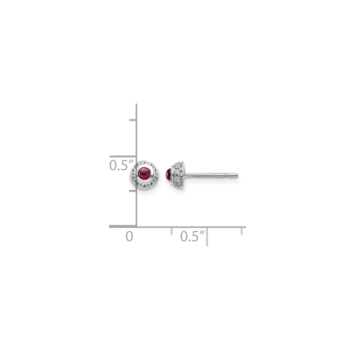 14k White Gold Stud Earrings with Rhodolite Garnet and Diamond Halo