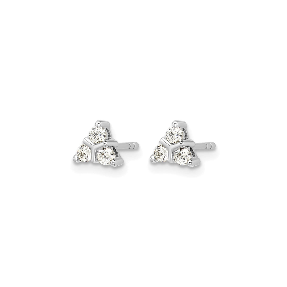 14k White Gold Trinity Knot Stud Earrings with Diamond Triangle Setting for Women