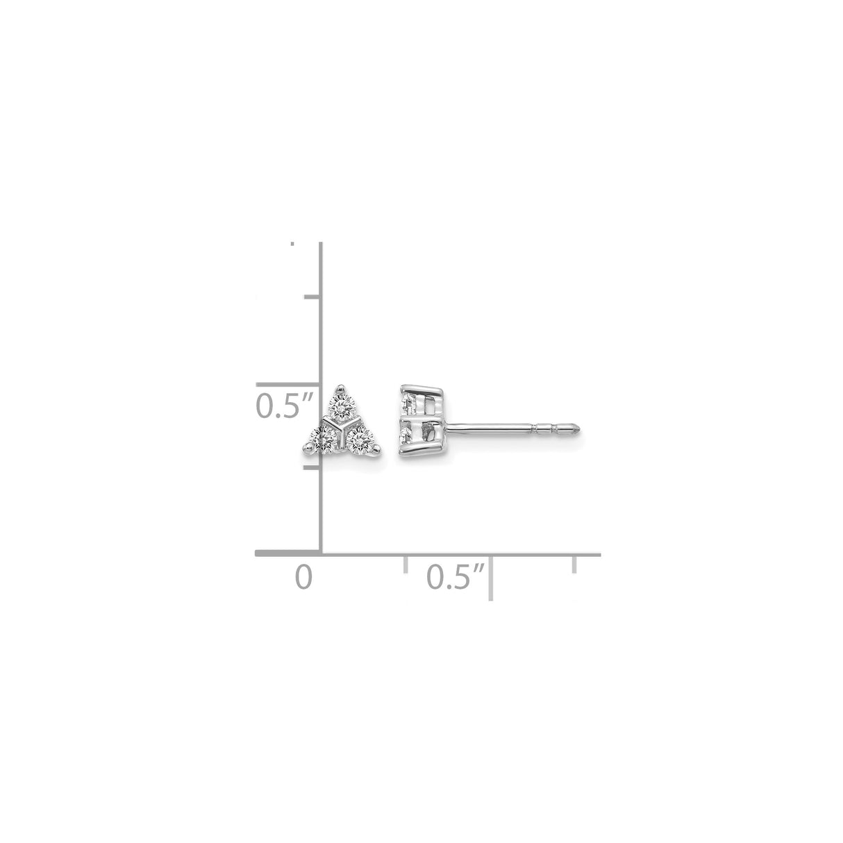 14k White Gold Trinity Knot Stud Earrings with Diamond Triangle Setting for Women