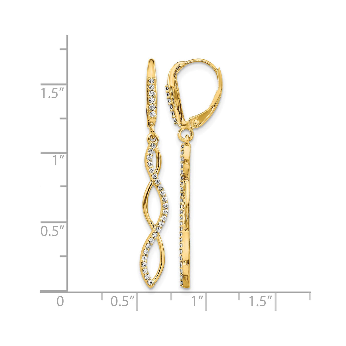 14k Yellow Gold Infinity Dangle Earrings with Diamond Accents and Twist Design