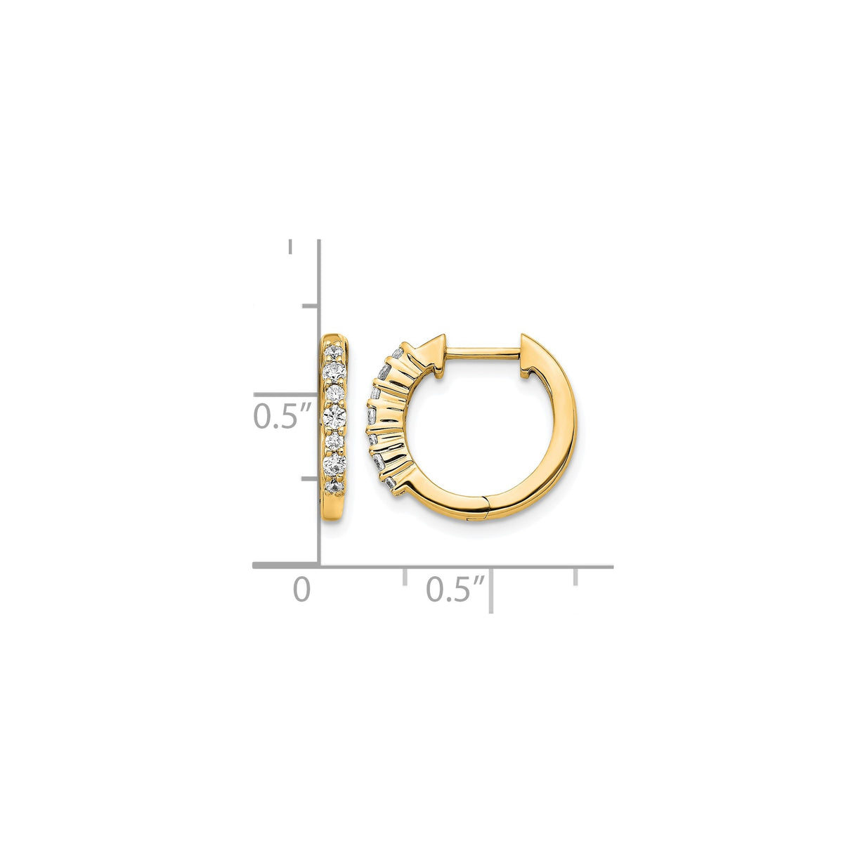 14k Yellow Gold Hoop Earrings with Diamond Accents, Polished Huggie Style for Women