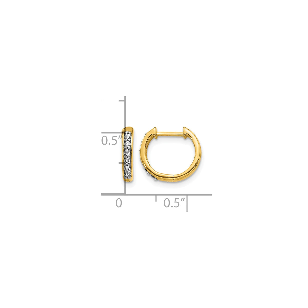 10k Yellow Gold Hoop Earrings with Cubic Zirconia, Channel Set, Polished Lightweight Design
