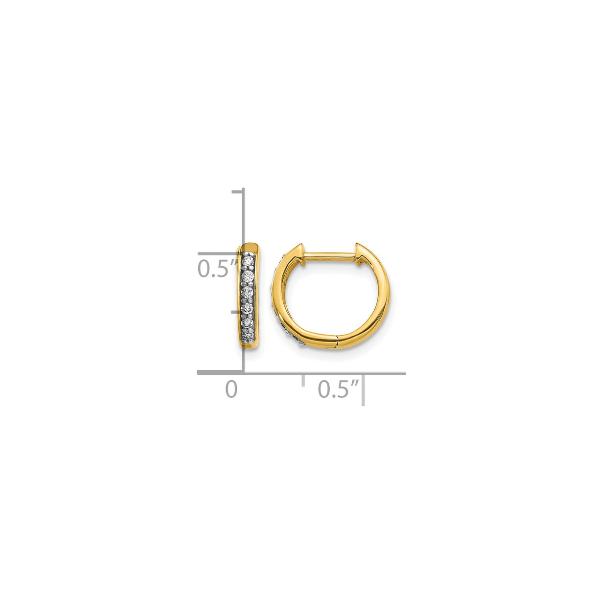 14k Yellow Gold Hoop Earrings with Channel Set Diamonds, Classic Minimalist Design for Women
