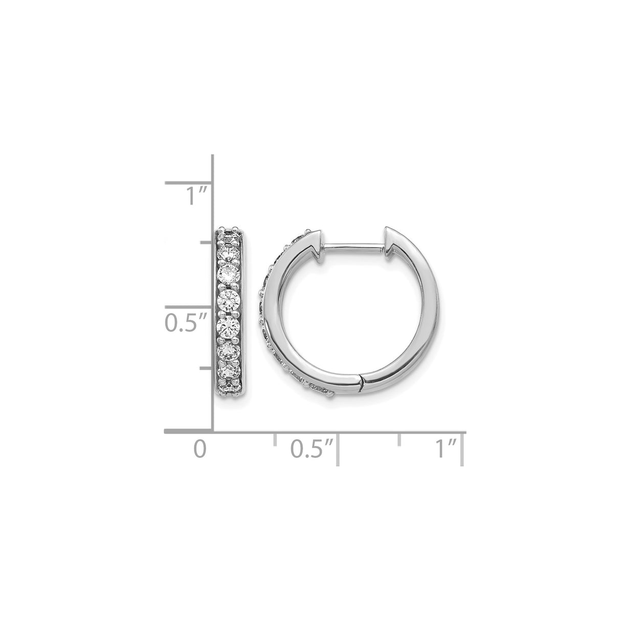 14k White Gold Diamond Hoop Earrings with Round Cut Diamonds in Channel Setting