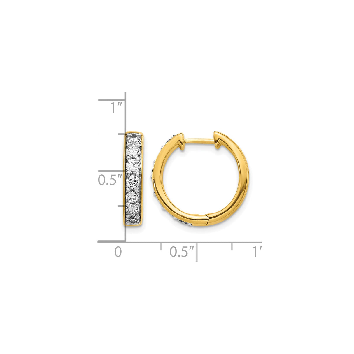 14k Yellow Gold Hoop Earrings with Channel Set Round Diamonds, Classic Fine Jewelry for Women