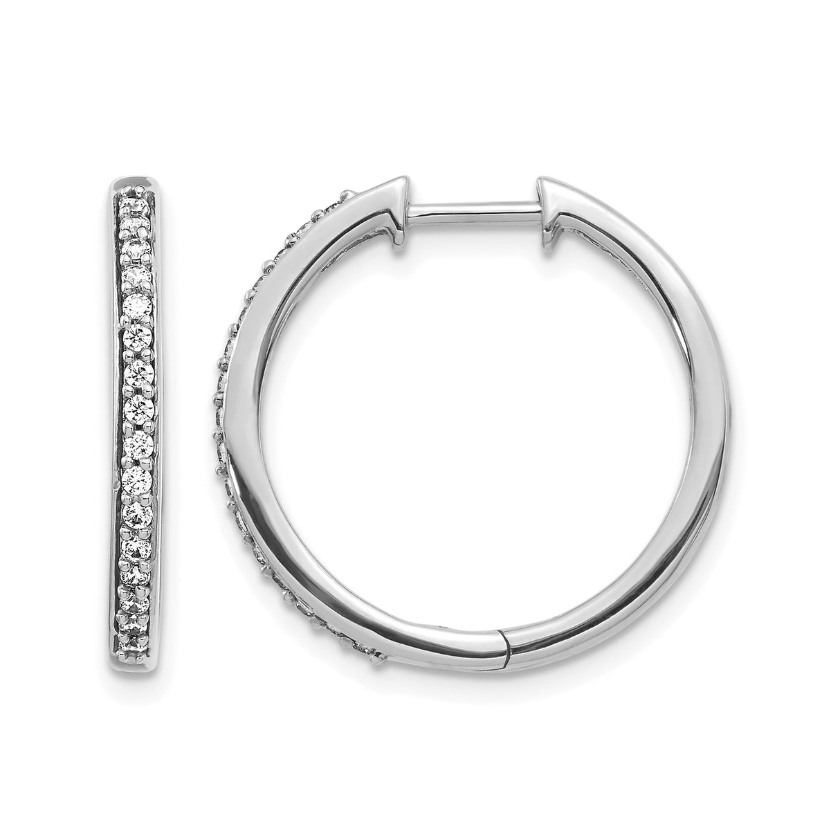 10k White Gold Hoop Earrings with Diamond-Cut Design and Polished Finish