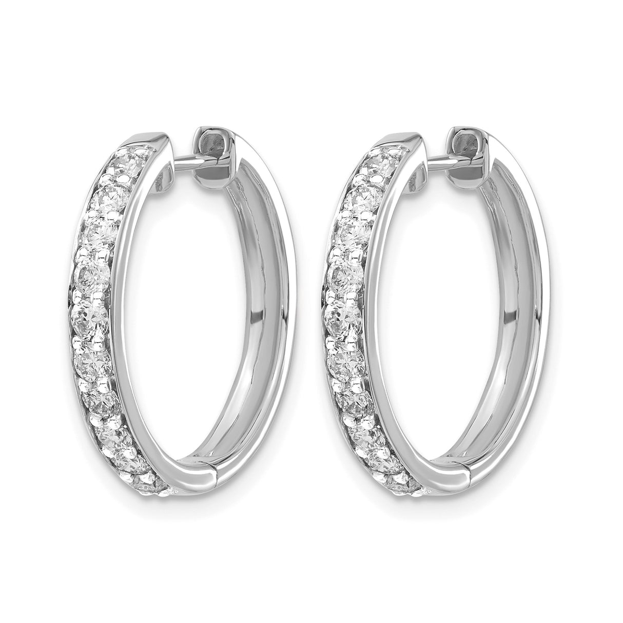 14k White Gold Diamond Hoop Earrings, Petite Huggie Style for Women
