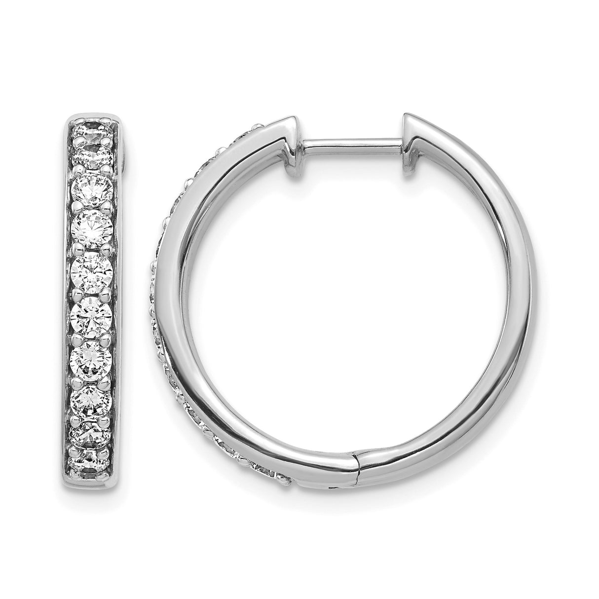 14k White Gold Diamond Hoop Earrings, Petite Huggie Style for Women