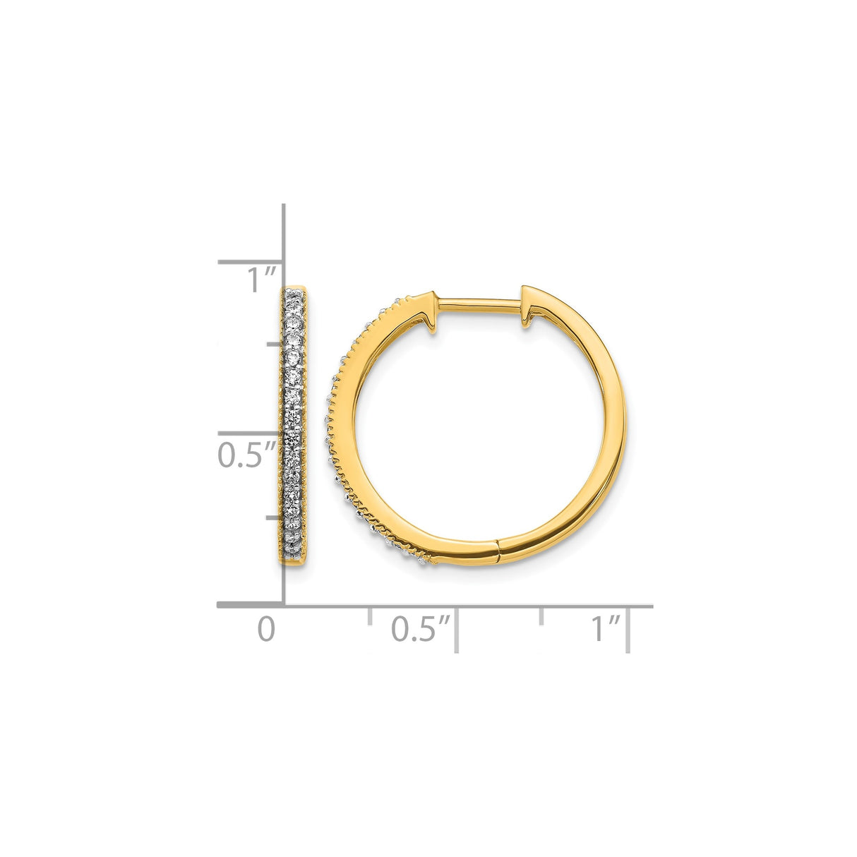 14k Yellow Gold Hoop Earrings with Pavé Diamonds and Milgrain Detail for Women