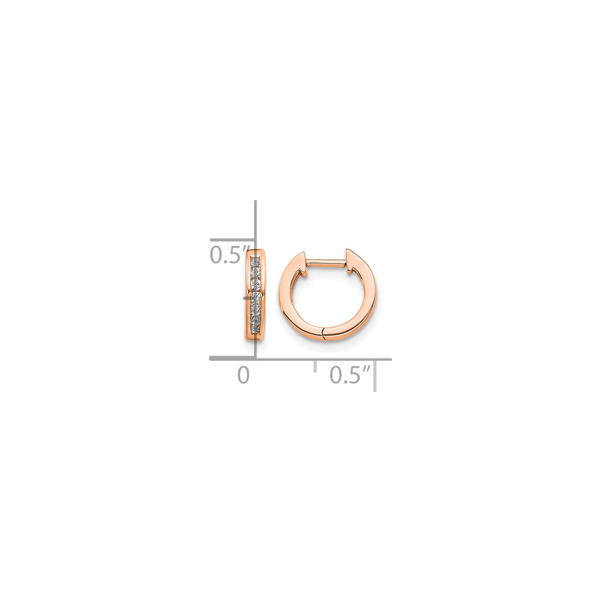 14k Rose Gold Diamond Huggie Hoop Earrings, Polished Minimalist Design for Women