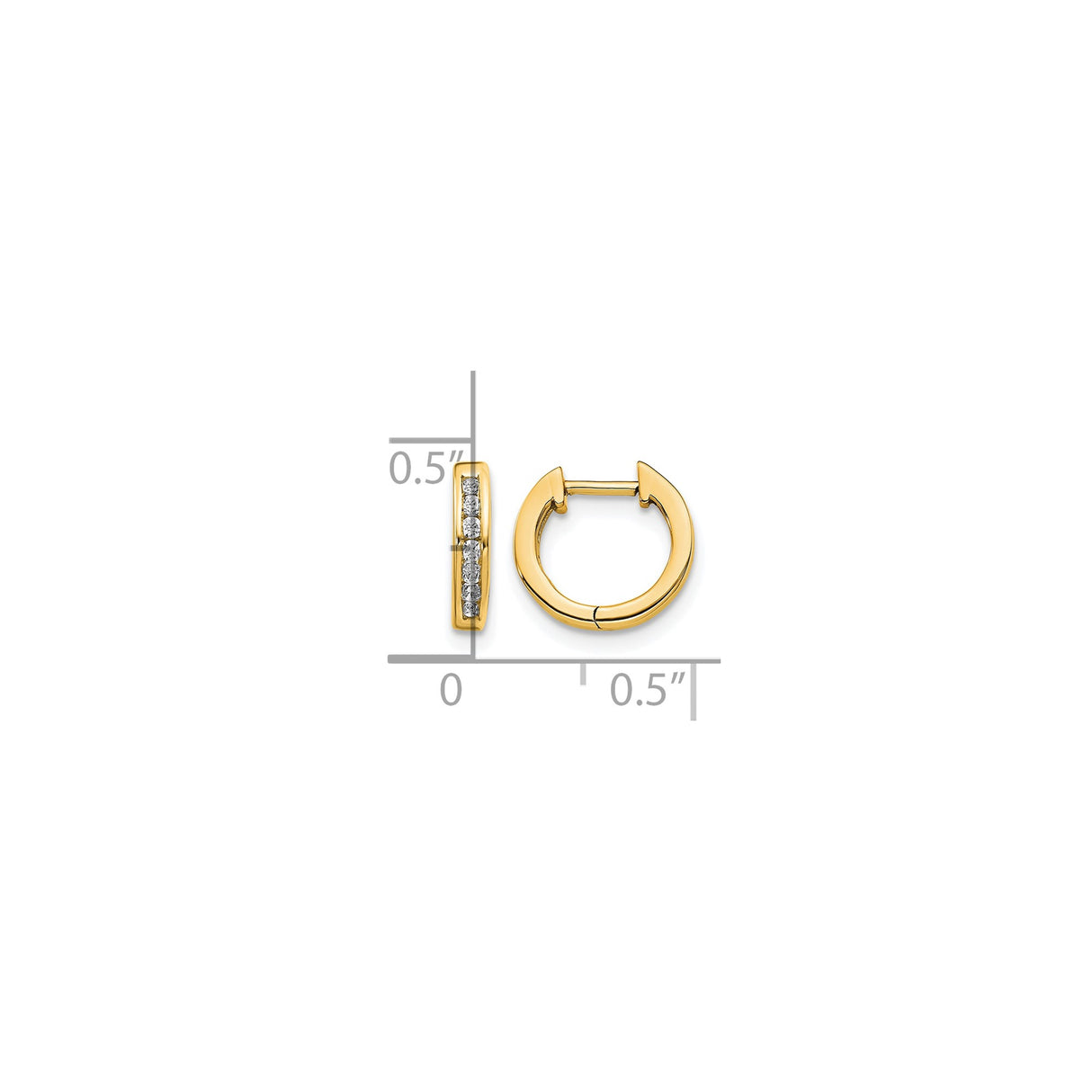 14k Yellow Gold Huggie Hoop Earrings with Channel Set Round Diamonds, Sleek Modern Style for Women