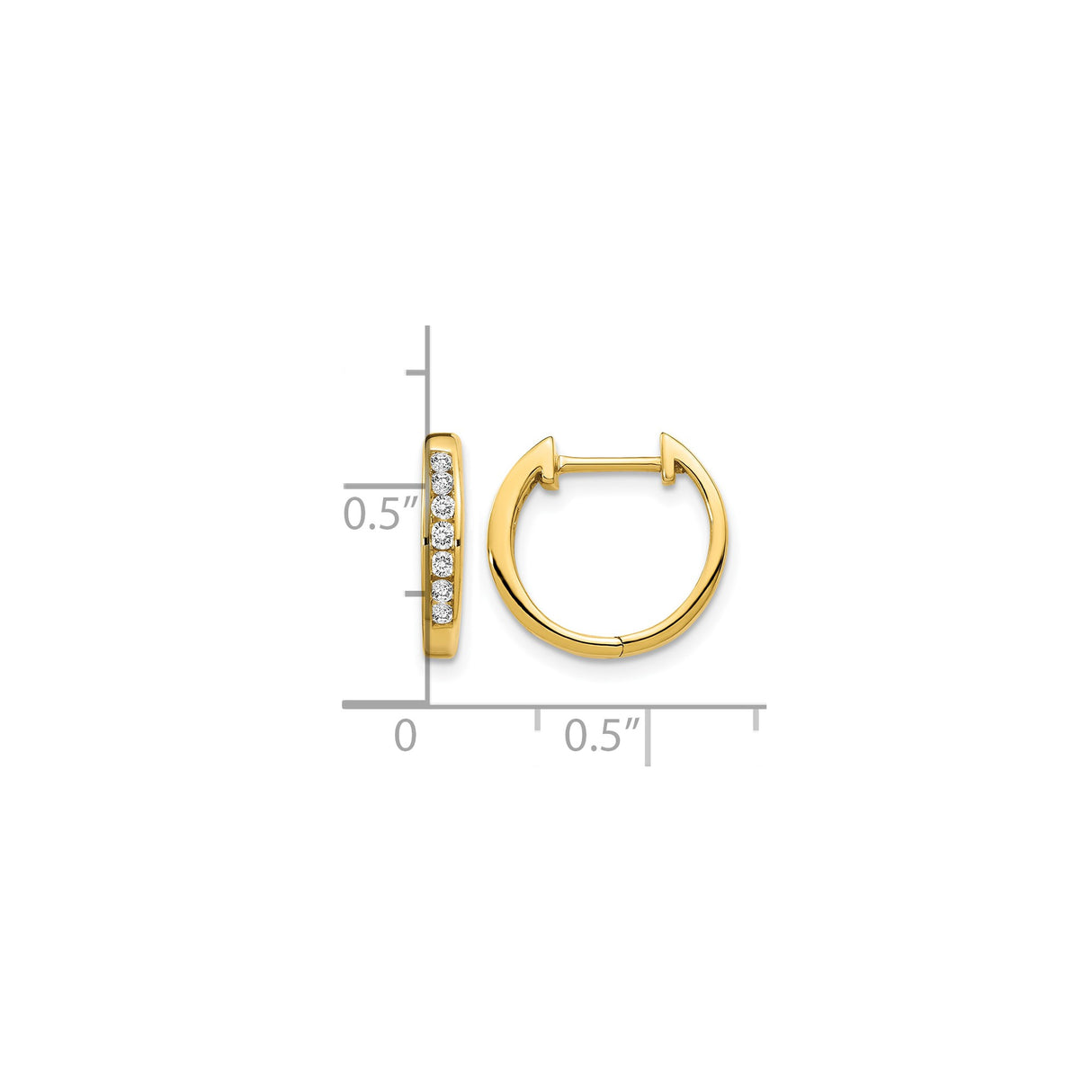 14k Yellow Gold Huggie Hoop Earrings with Channel-Set Diamonds, Sleek Modern Style