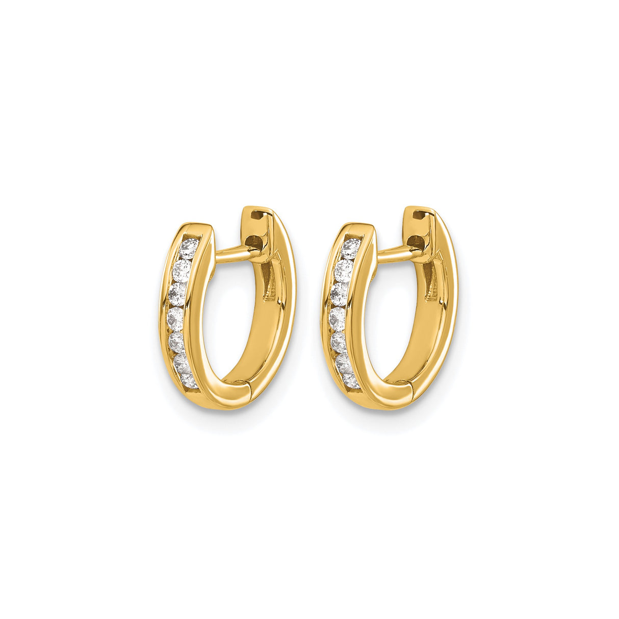 10k Yellow Gold Huggie Hoop Earrings with Round Cut White Stones, Minimalist Design for Women