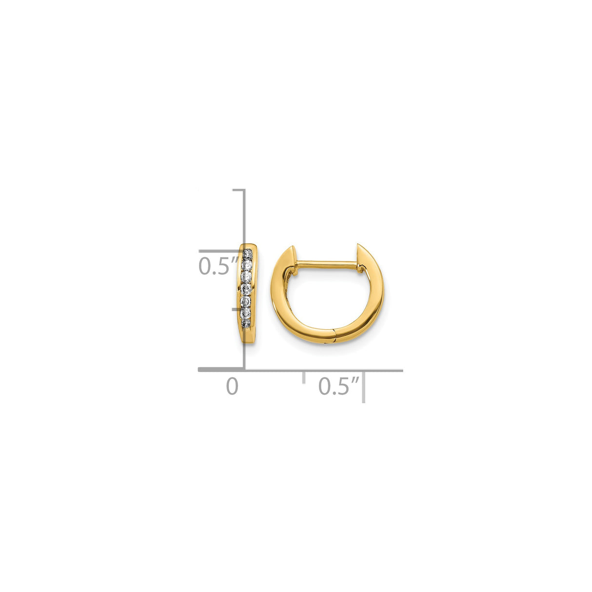 10k Yellow Gold Huggie Hoop Earrings with Round Cut White Stones, Minimalist Design for Women