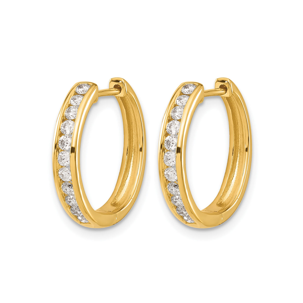 14k Yellow Gold Huggie Hoop Earrings with Diamond Accents and Cubic Zirconia