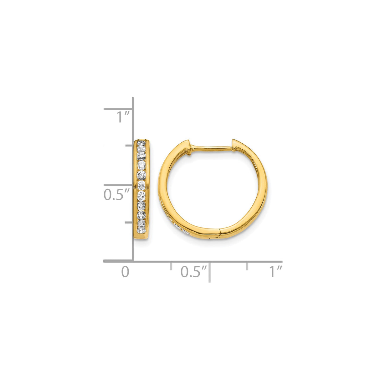 14k Yellow Gold Huggie Hoop Earrings with Diamond Accents and Cubic Zirconia