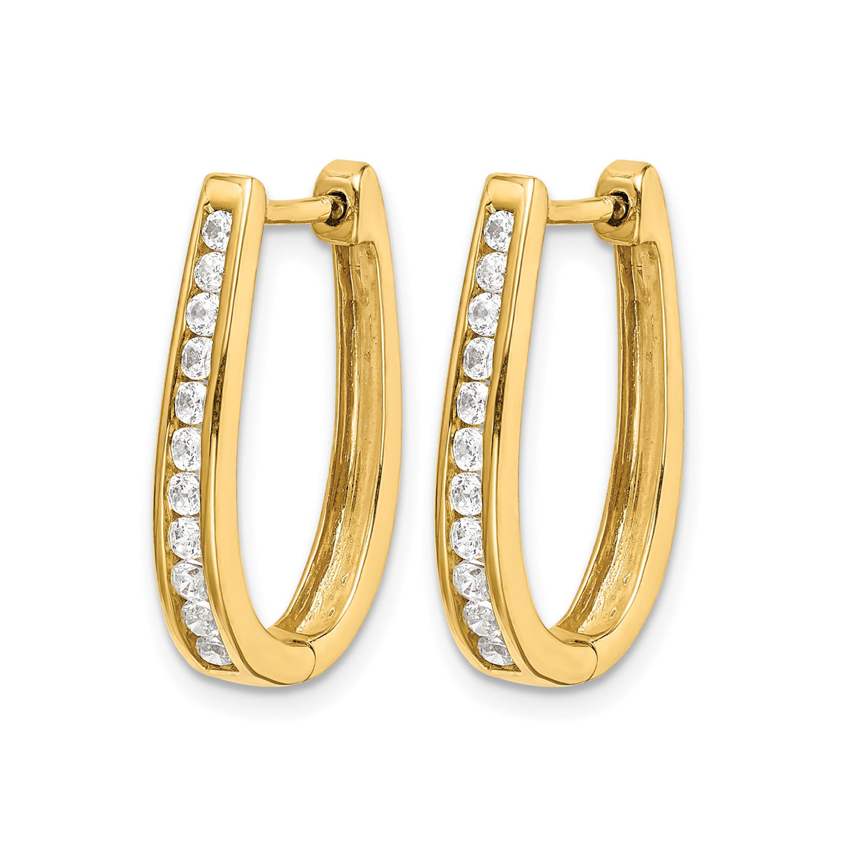 10k Yellow Gold Hoop Earrings with Cubic Zirconia, Modern Huggie Style for Women