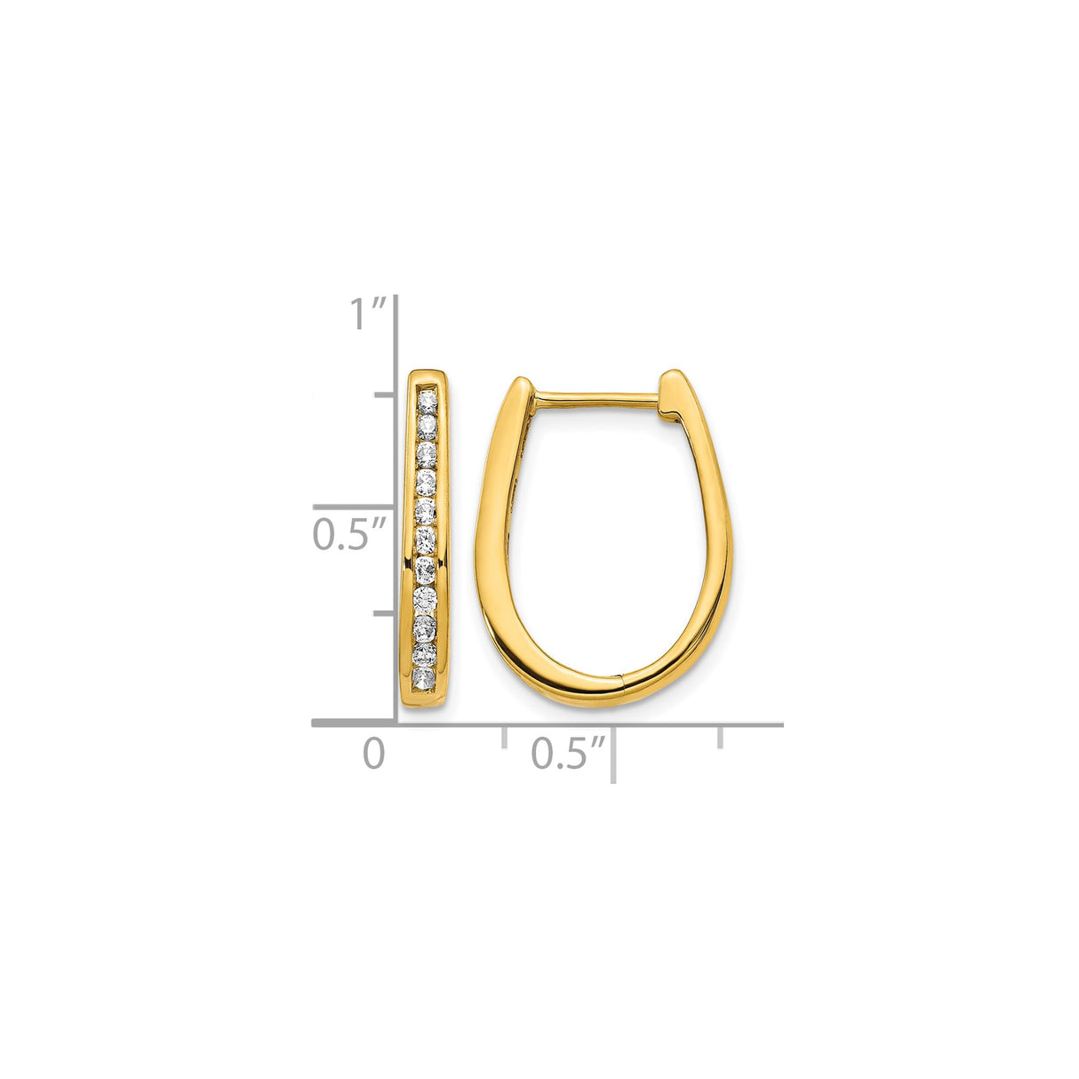 10k Yellow Gold Hoop Earrings with Cubic Zirconia, Modern Huggie Style for Women