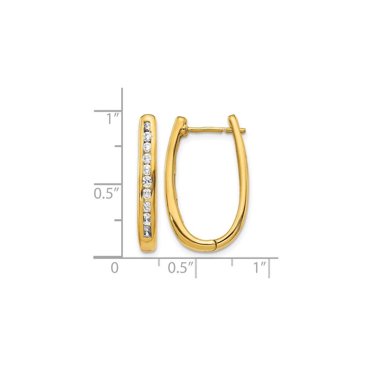 14k Yellow Gold Hoop Earrings with Round Cut Diamonds, Channel Set, Modern Minimalist Design