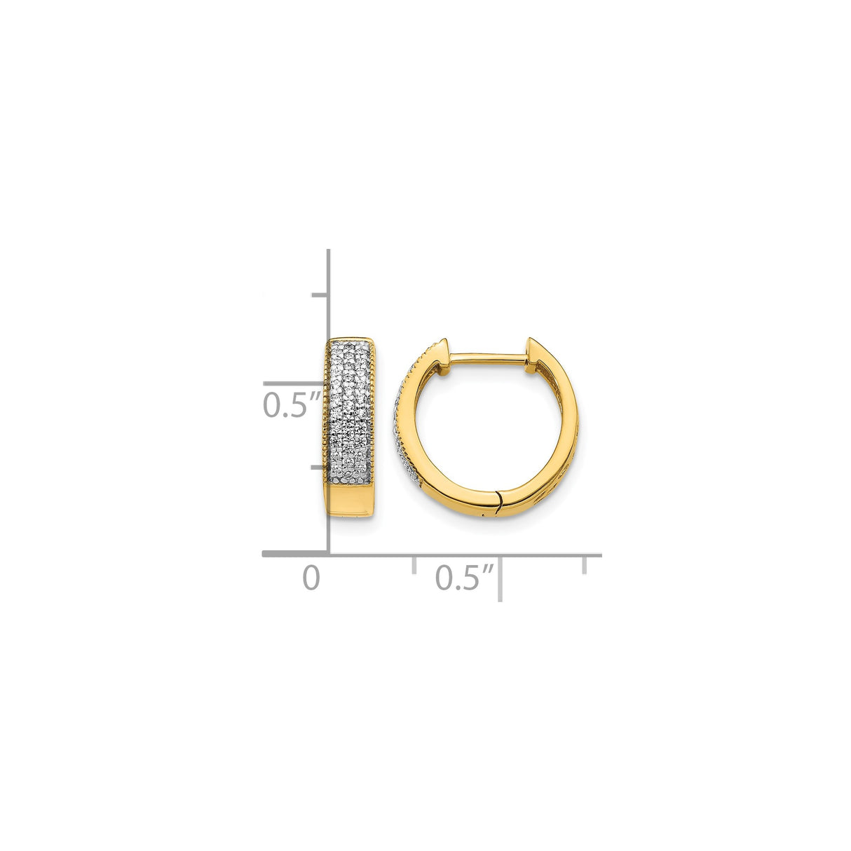 14k Yellow Gold Huggie Hoop Earrings with Pave Diamonds, Small Hinged Hoops for Women
