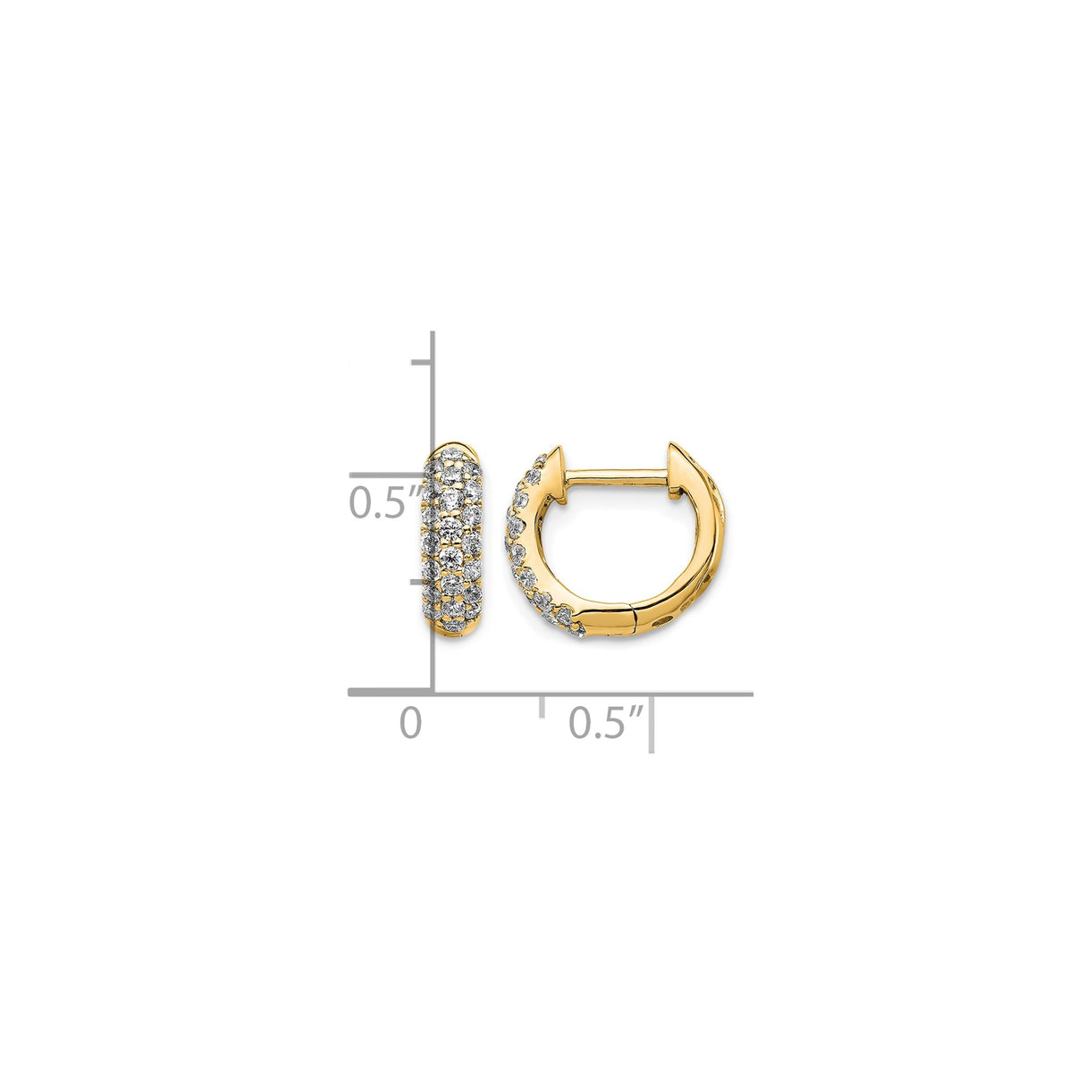 10k Yellow Gold Huggie Hoop Earrings with Pavé Set Round Cut Cubic Zirconia