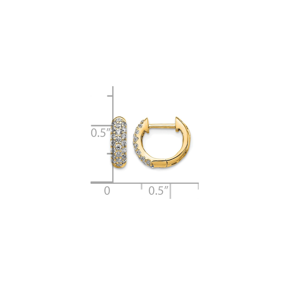 14k Yellow Gold Huggie Hoop Earrings with Diamond Pave Setting for Women