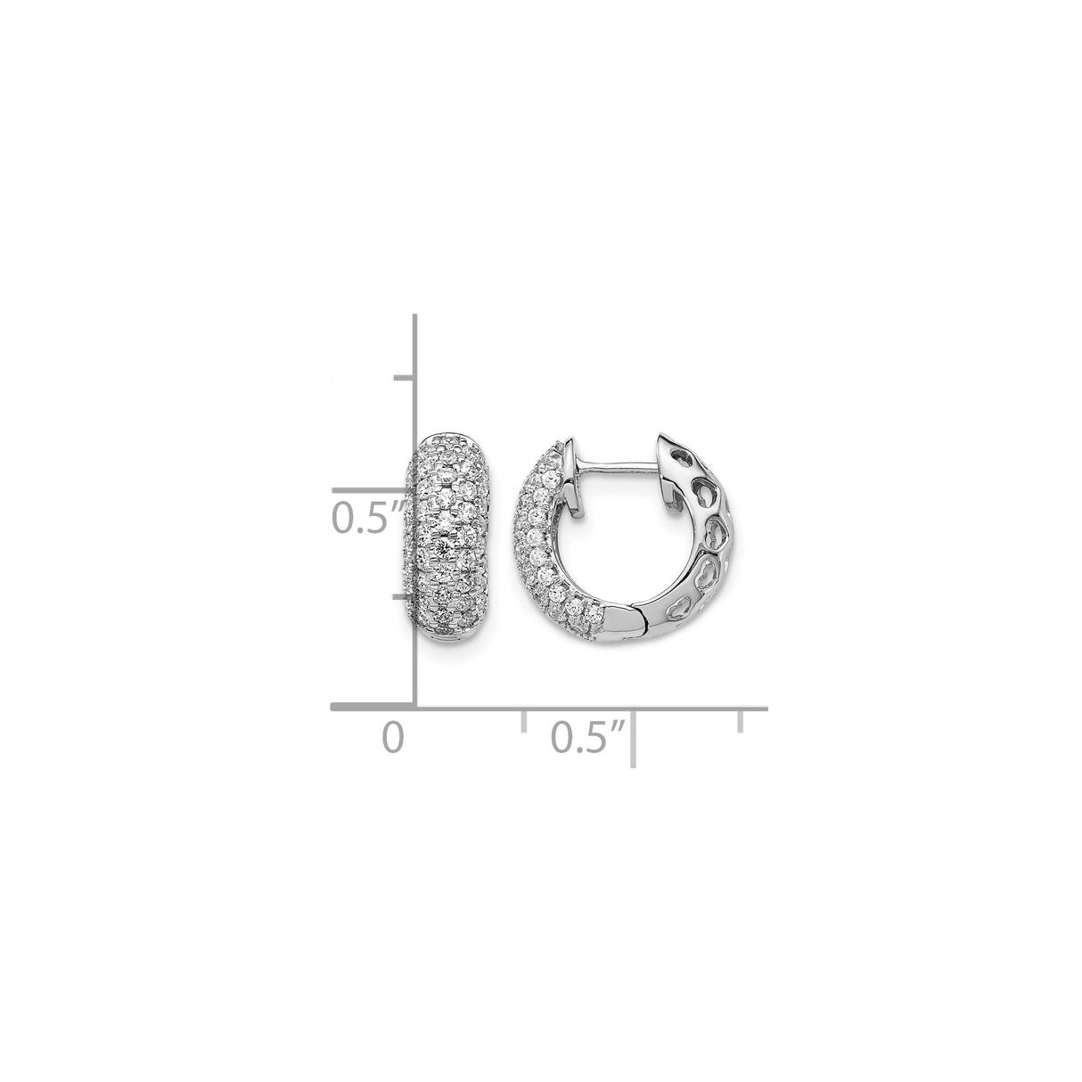 14k White Gold Hoop Earrings with Pavé Diamond and Heart Cutout Design