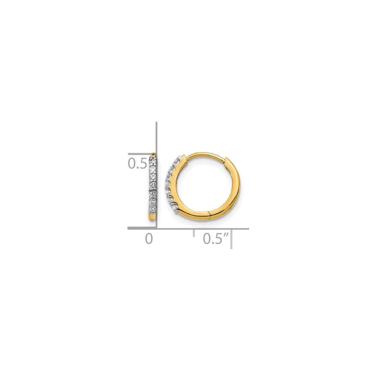 14k Yellow Gold Diamond Hoop Earrings, Round Cut Channel Set Hinged Hoops for Women