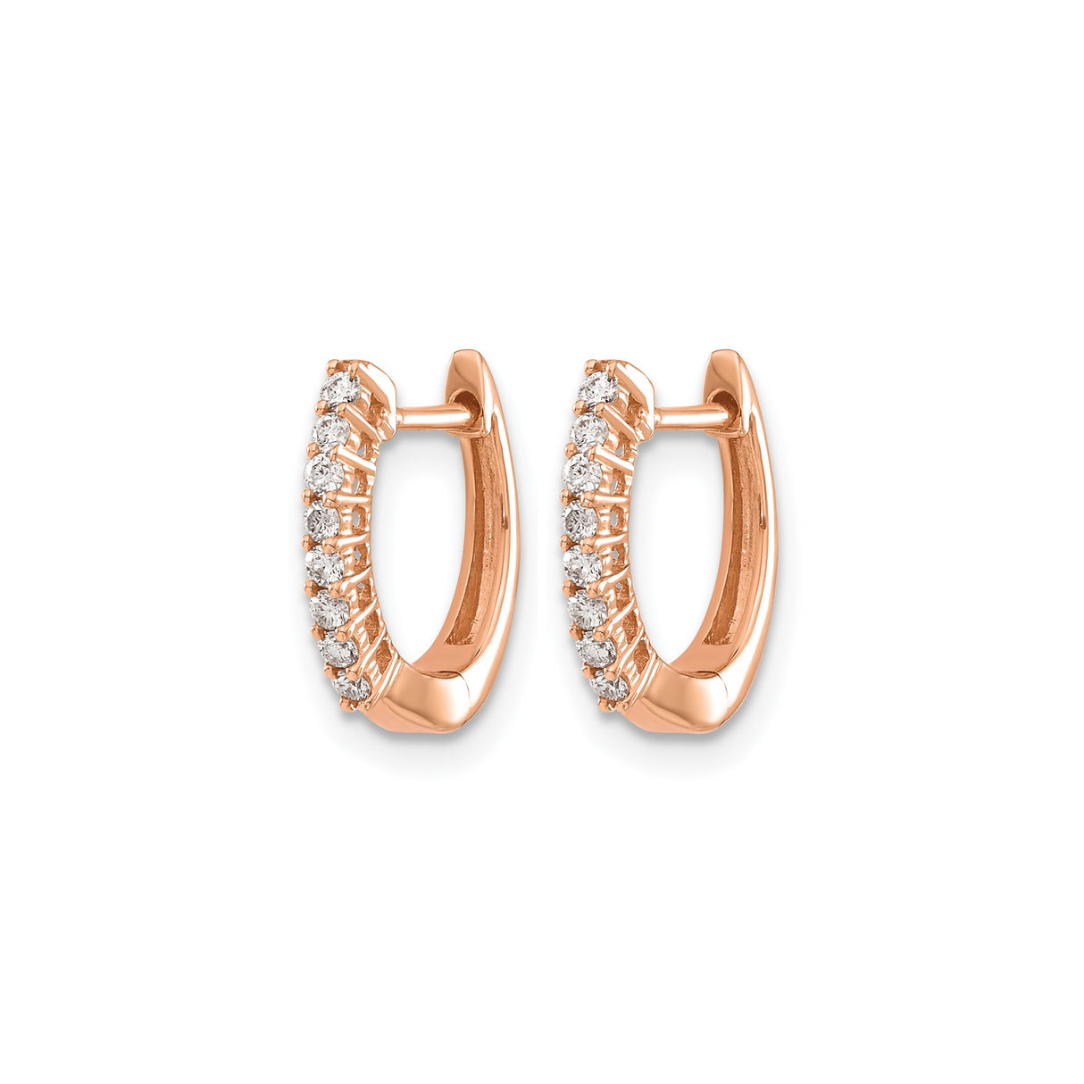 14k Rose Gold Hoop Earrings with Diamond and Cubic Zirconia, Channel Set Classic Style
