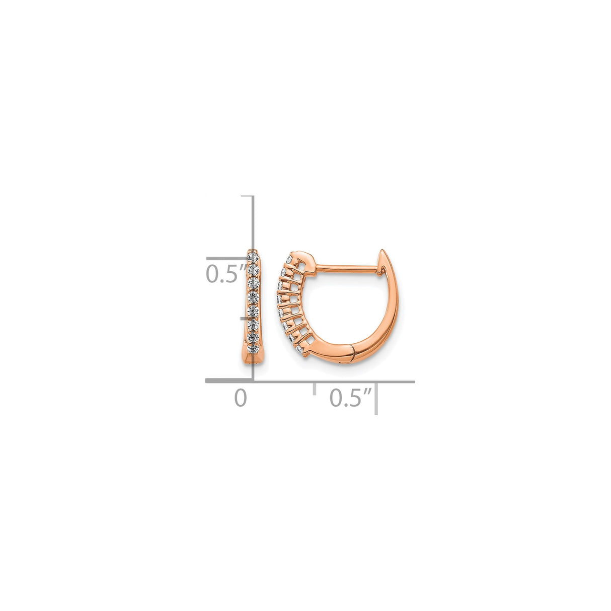 14k Rose Gold Hoop Earrings with Diamond and Cubic Zirconia, Channel Set Classic Style