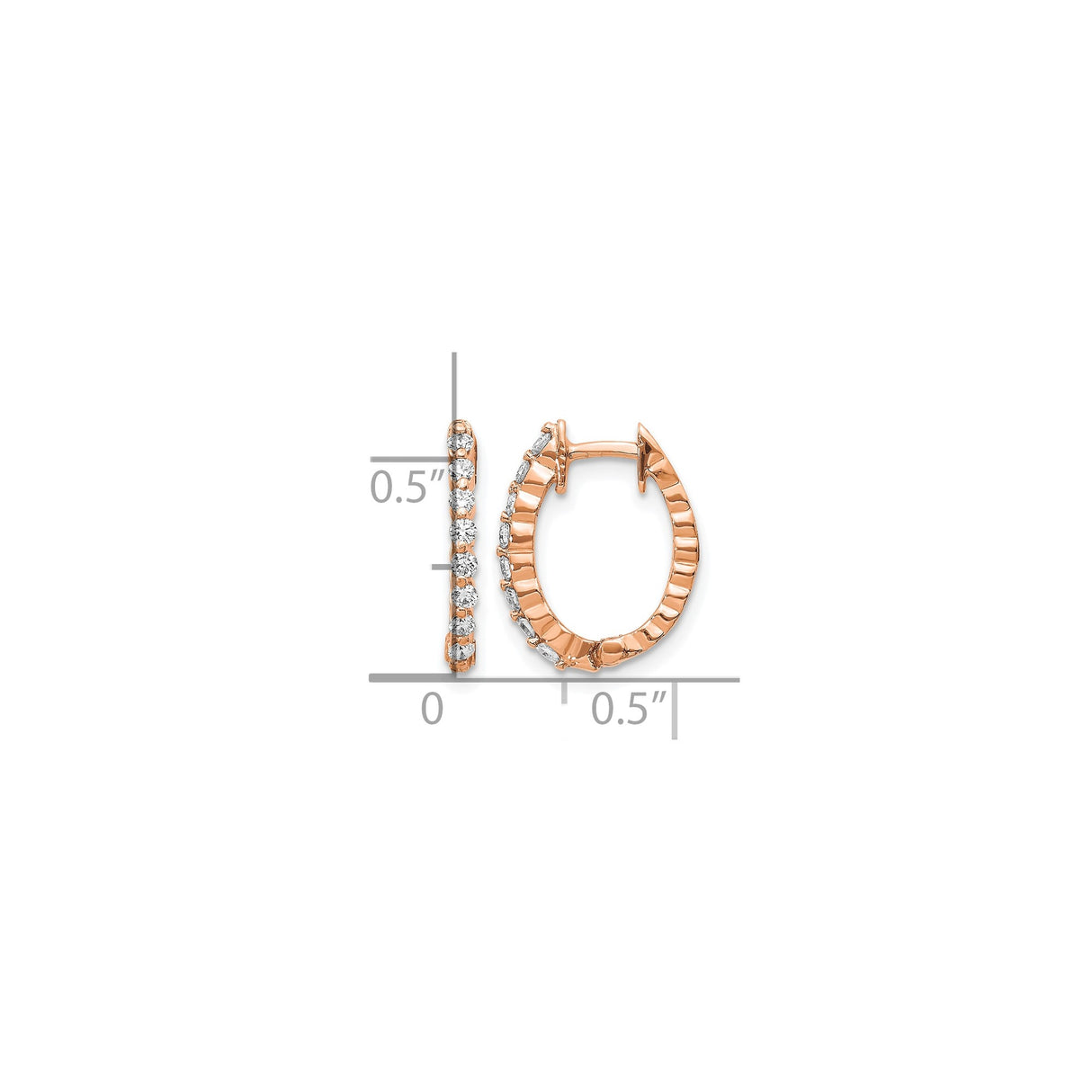 14k Rose Gold Huggie Hoop Earrings with Round Cut Diamonds, Small Bridal Hoops for Women