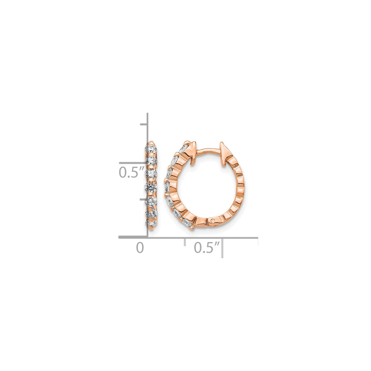 14k Rose Gold Hoop Earrings with Diamond Accents, Small Polished Fine Jewelry Hoops