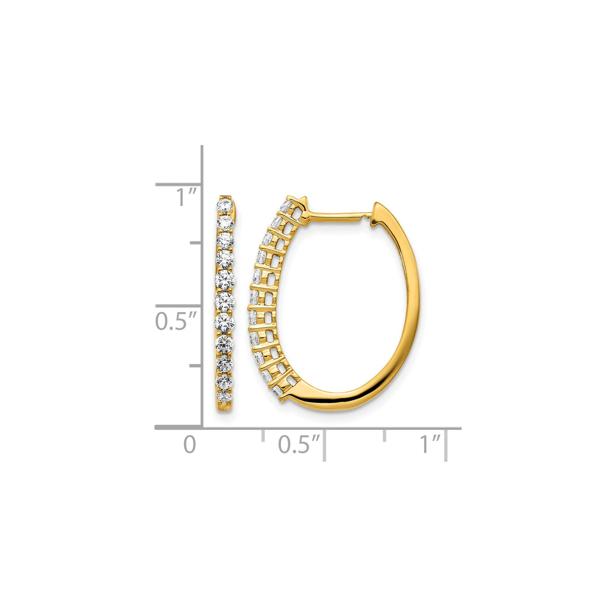 14k Yellow Gold Hoop Earrings with Round Diamonds, Channel Set Classic Style