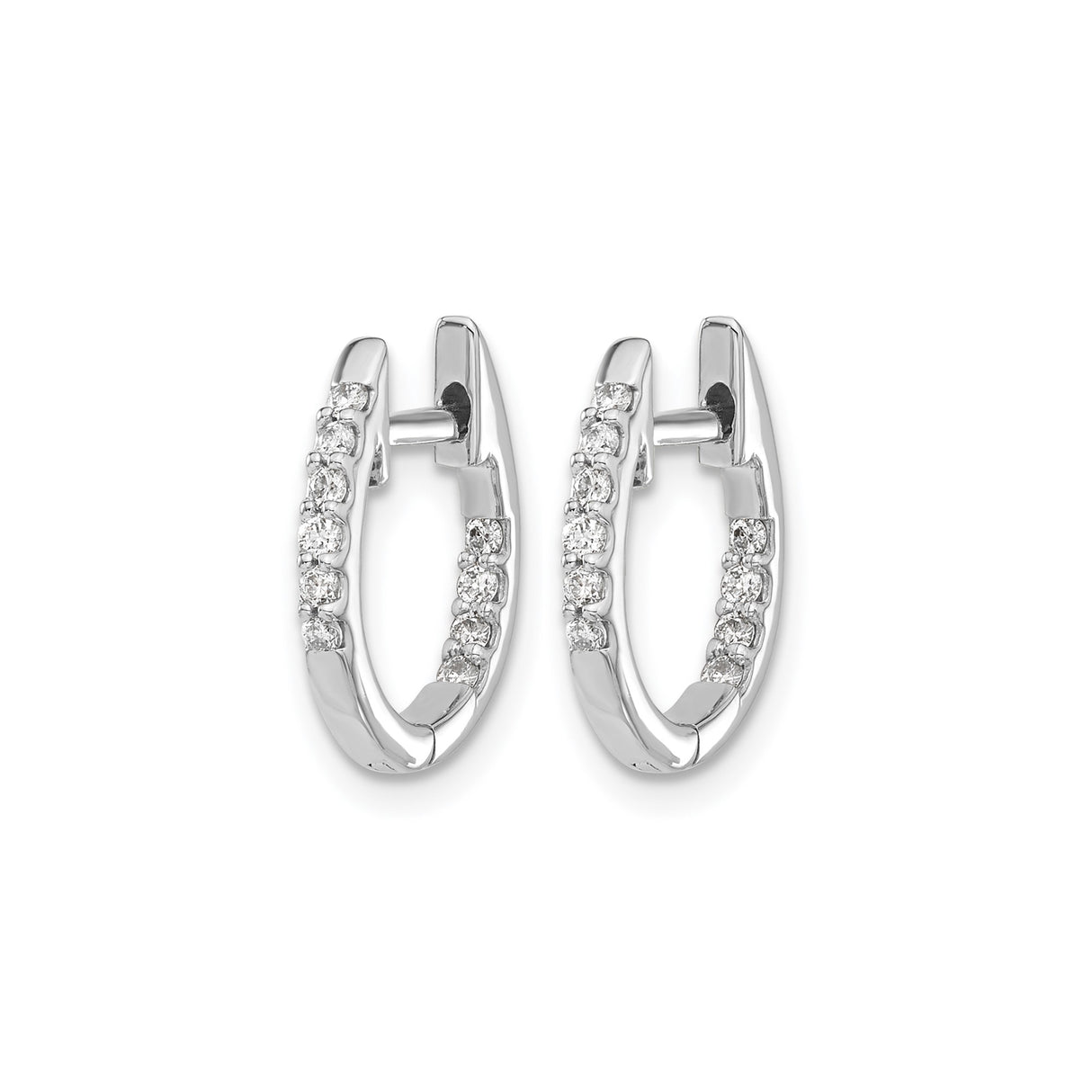 14k White Gold Hoop Earrings with Diamond Accents, Latch Back Closure, Timeless Style