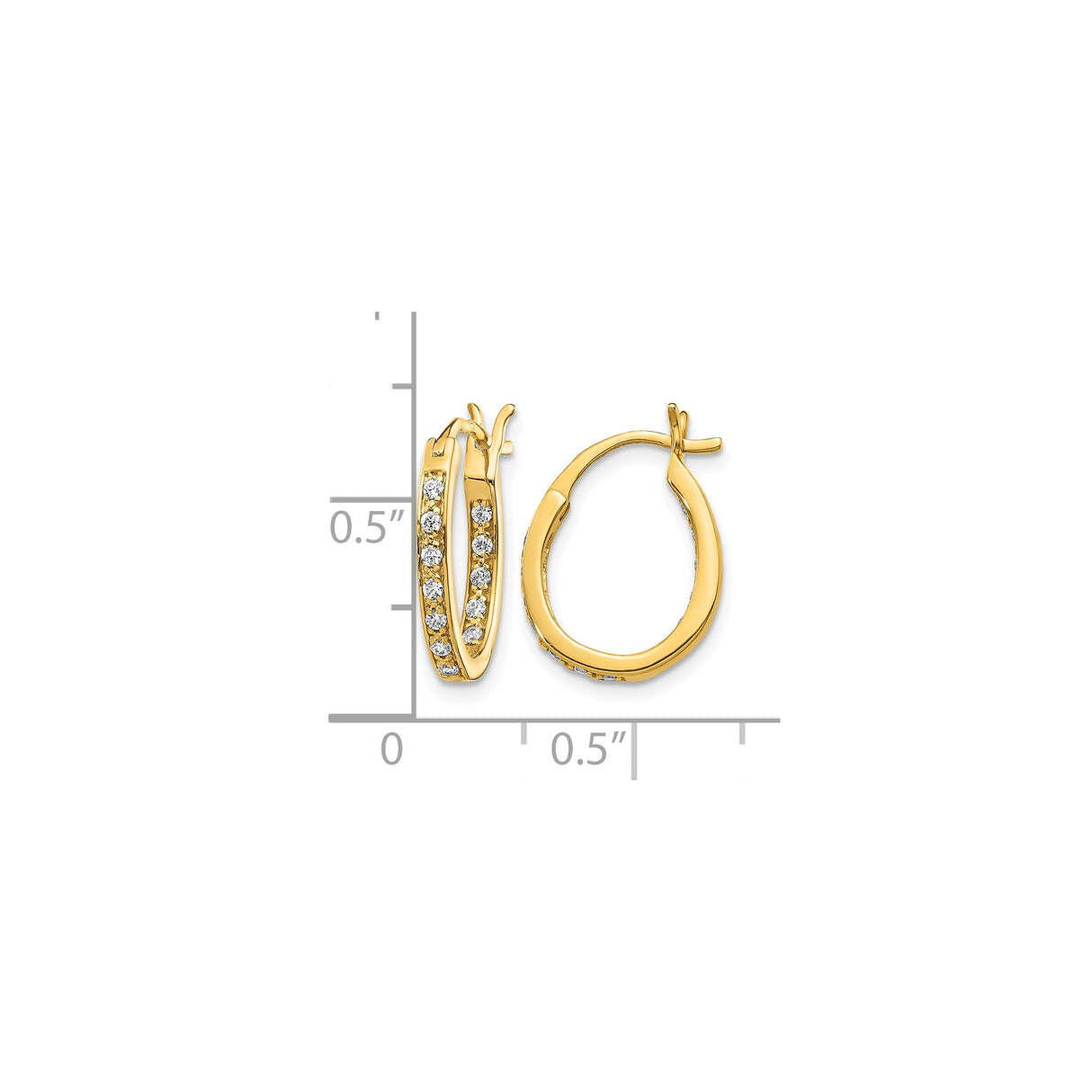 14k Yellow Gold Hoop Earrings with Diamond Accents, Classic Sparkling Small Hoops for Women