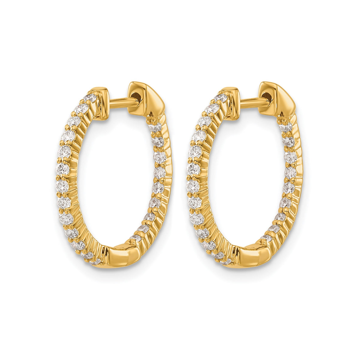 10k Yellow Gold Hoop Earrings with Cubic Zirconia, Twisted Inside-Out Design