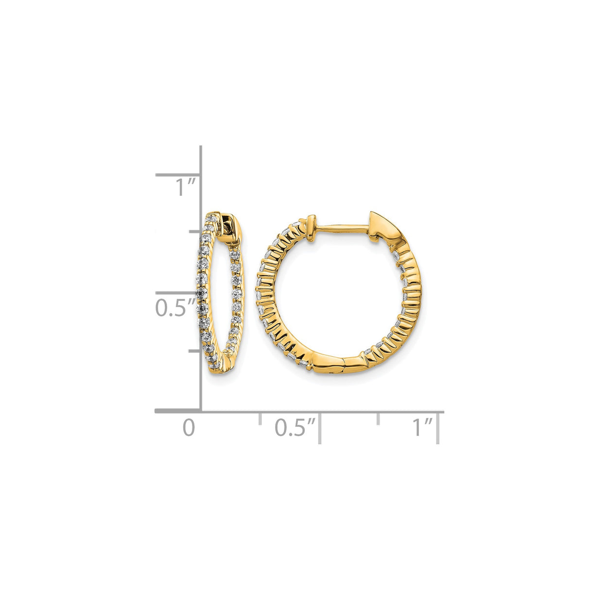 10k Yellow Gold Hoop Earrings with Cubic Zirconia, Twisted Inside-Out Design